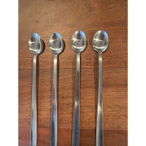 4 Gense Sweden FACETTE Satin 18-8 Stainless Iced Teaspoons Tea Spoons